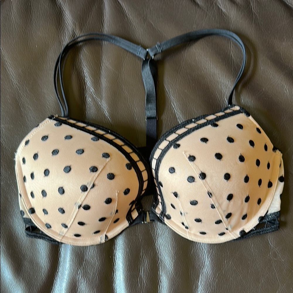 Victoria's Secret Black and Tan Polka Dot Bra